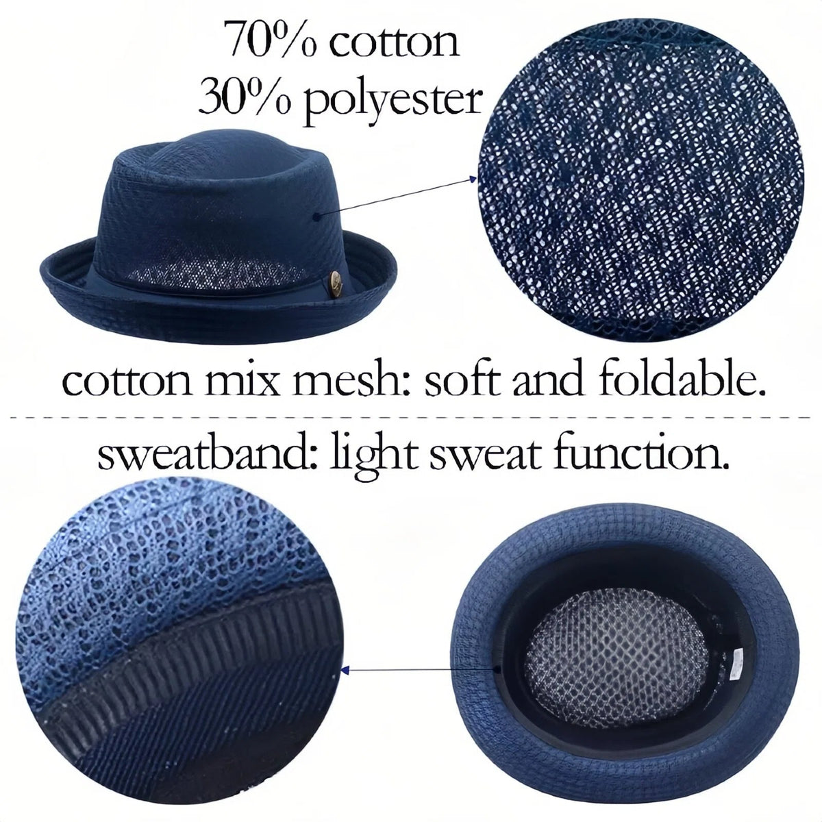 2026 HOT SALE50% OFF NOWSummer Breathable Mesh Pork Pie Hat