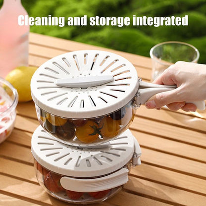 2026 Hot Sale Collapsible Drain Basket with Handle – Wash, Drain & Fresh Storage All-in-One