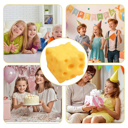 Cheese Cube Squishy Toy, Soft Moldable Petroleum Jelly-Filled Squeeze Ball