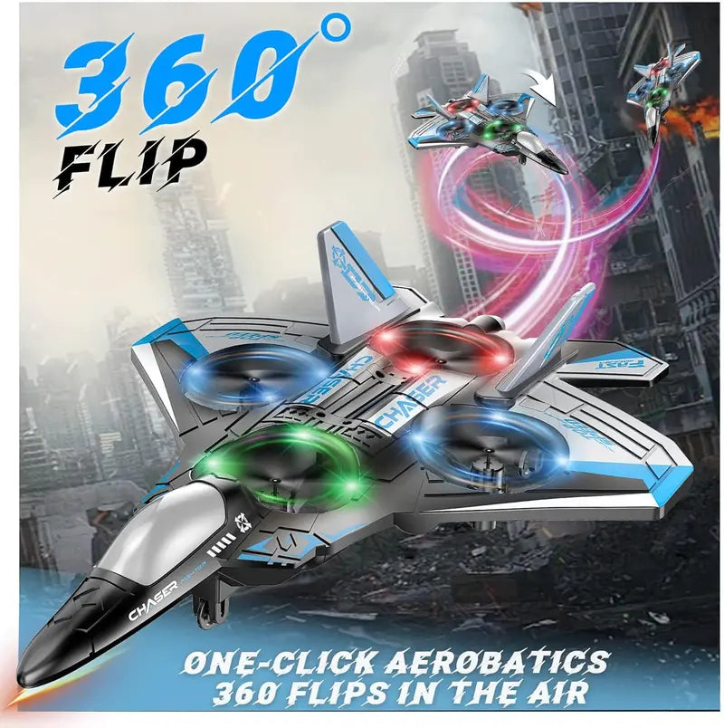2.4G Remote Control Stunt Fighter Plane, Beginner Friendly RC Drone Aircraft With Headless Mode