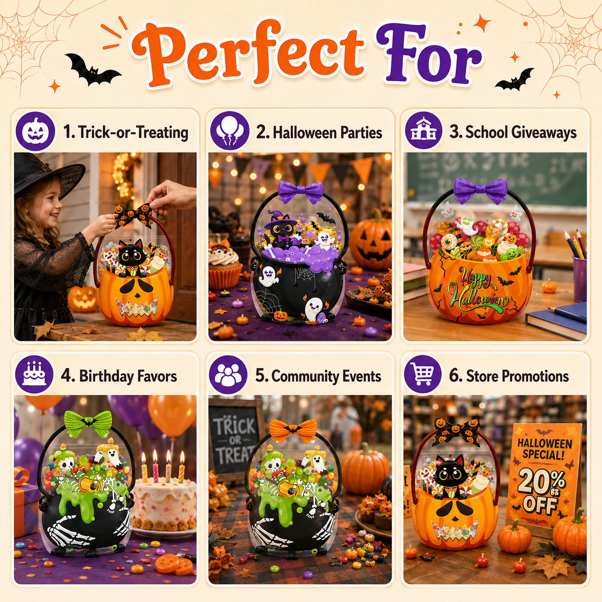 Get Ready for Halloween! Cute & Spooky Resealable Candy Treat Bags