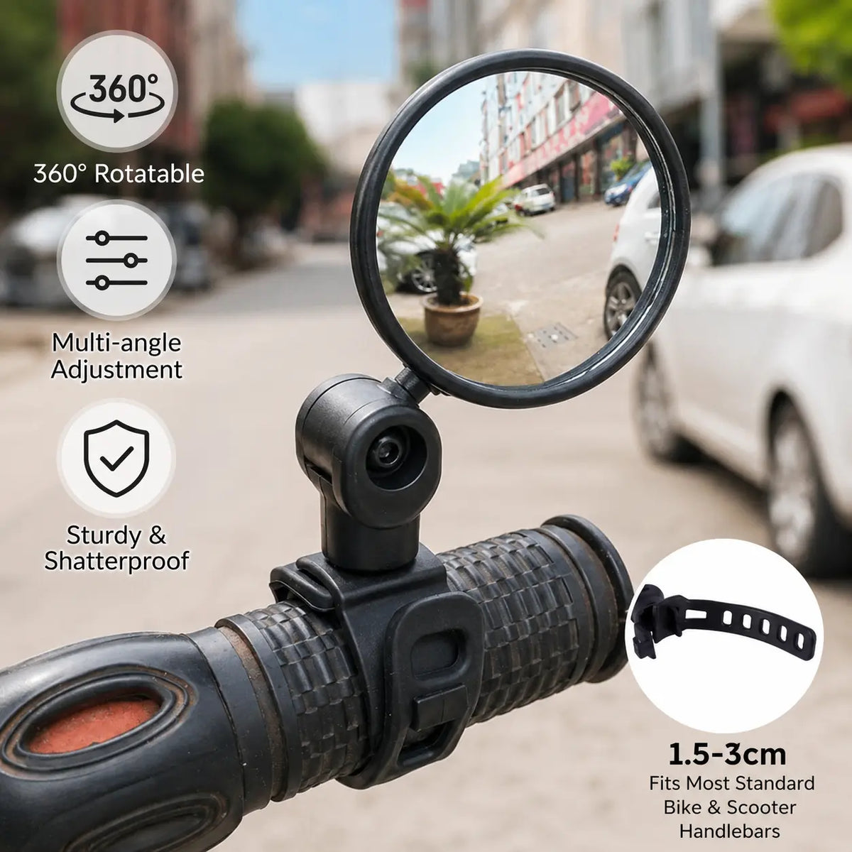 2 Counts, Bicycle Handlebar Convex Rearview Mirror