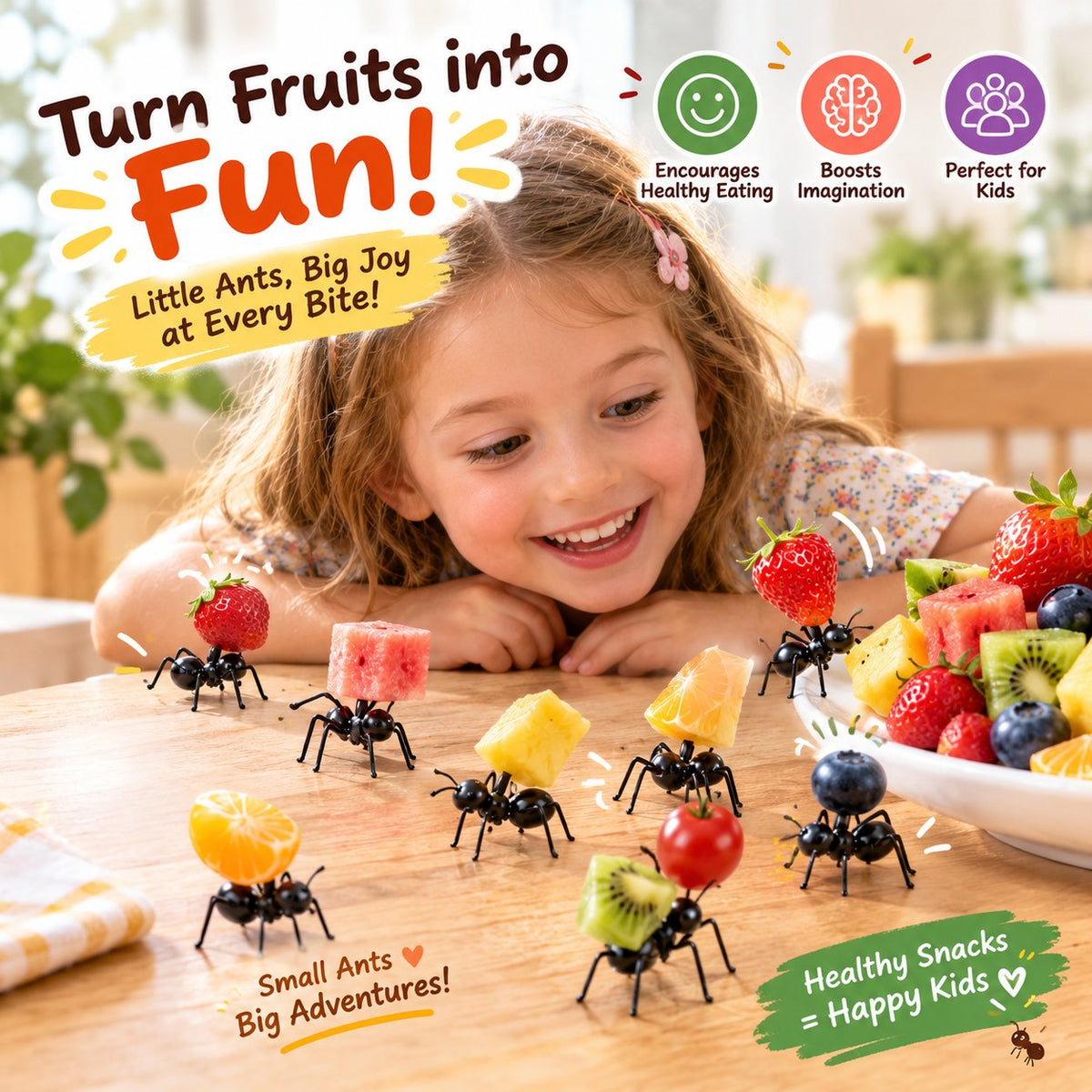 Ant-Shaped Snack & Fruit Picks – Turn Every Bite Into a Playful Table Display