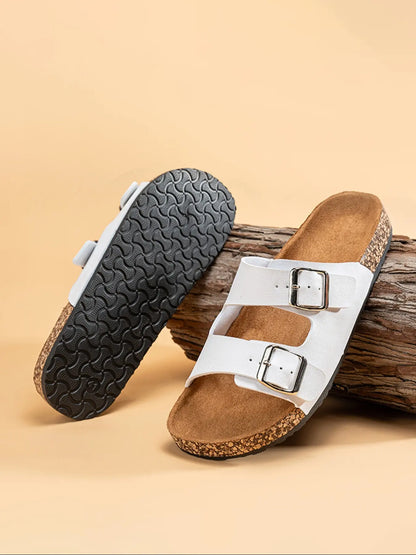 Unisex Faux Leather Sandals – Open Toe, Non-Slip, Lightweight
