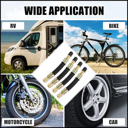 Garage Essential Universal Flexible Tire Valve Extenders for Car, Motorcycle, RV, Truck, Bike, Scooter