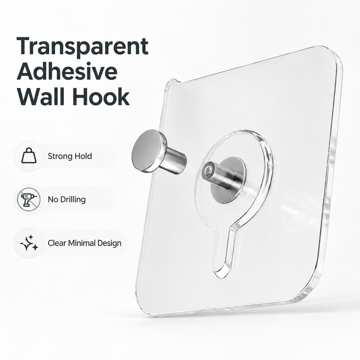 Limited-Time Deal — No-Drill Transparent Wall Hook