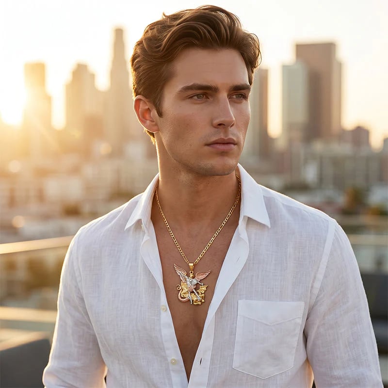2026 New Arrivals 50% OFFTri-Tone Angel Guardian Pendant Necklace – Elegant & symbolic – Perfect for daily wear or gifting – delicate and meaningful