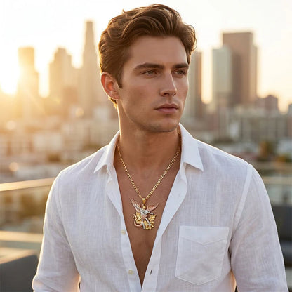 2026 New Arrivals 50% OFFTri-Tone Angel Guardian Pendant Necklace – Elegant & symbolic – Perfect for daily wear or gifting – delicate and meaningful