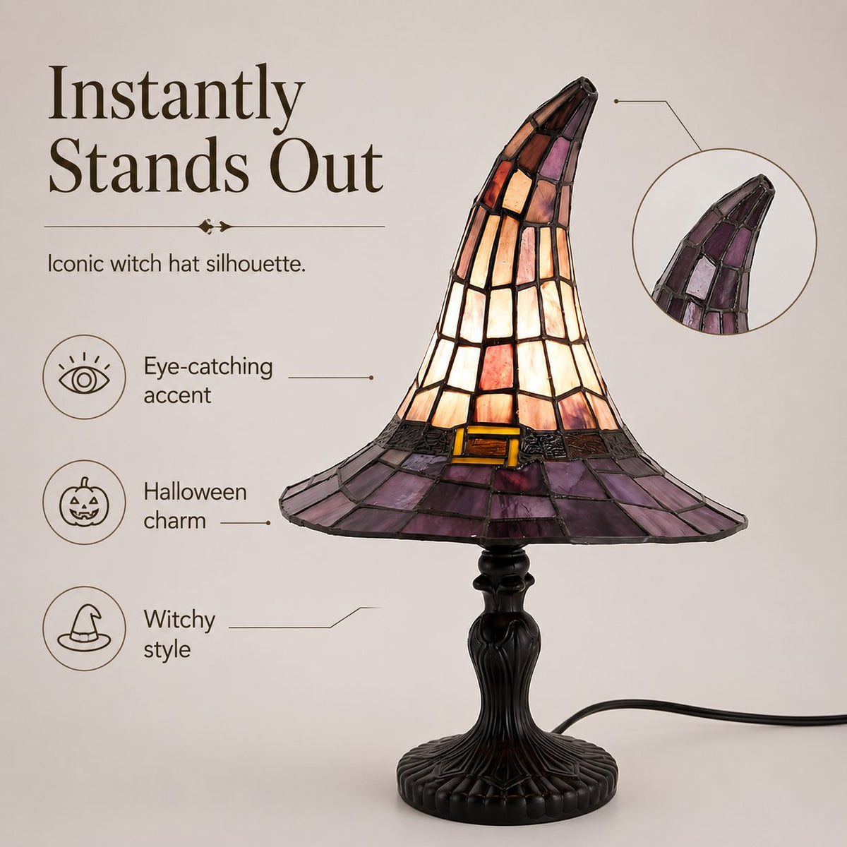 Stained-Resin-Style Witch Hat Lamp