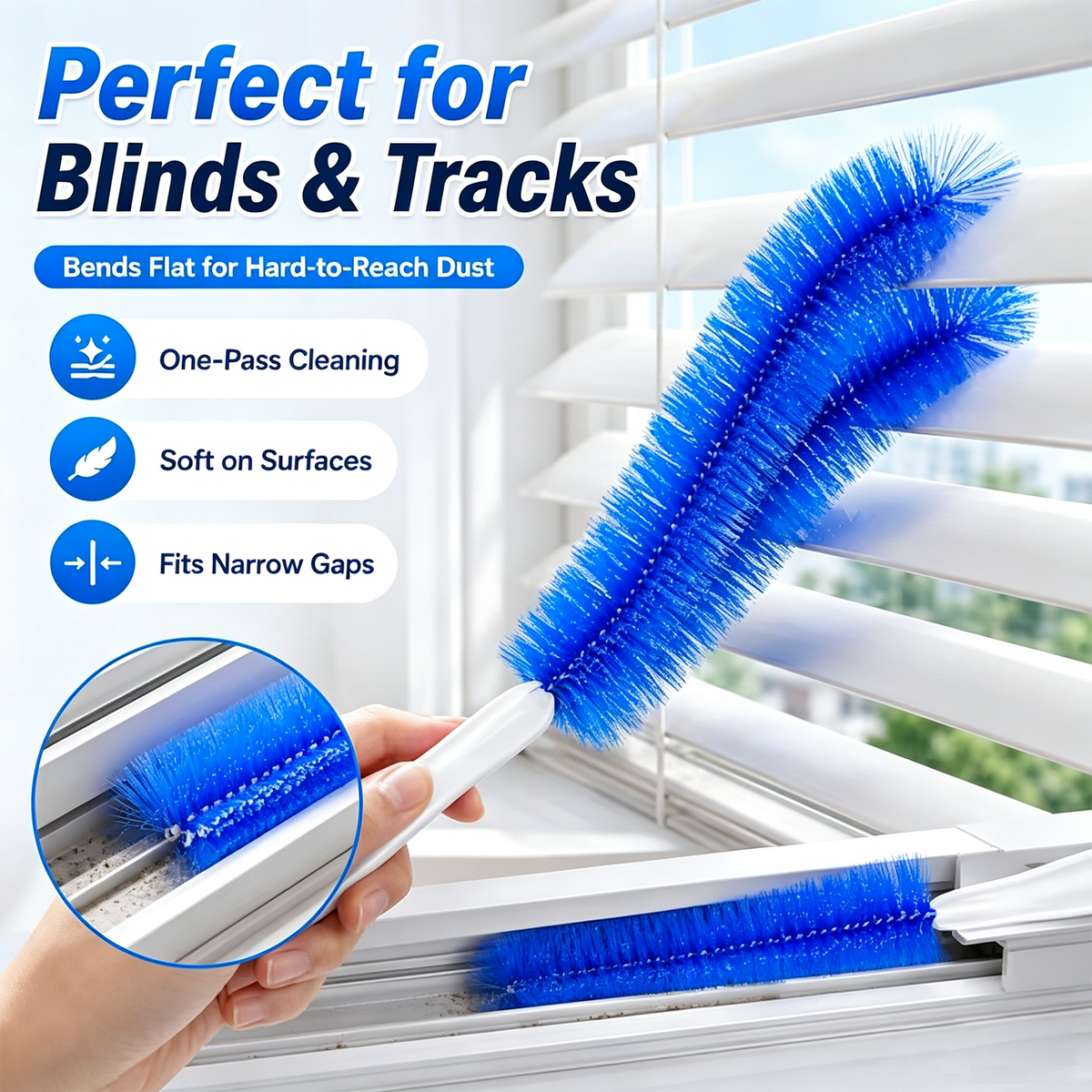 2 Counts Bendable Microfiber Head,Reusable Dust Remover