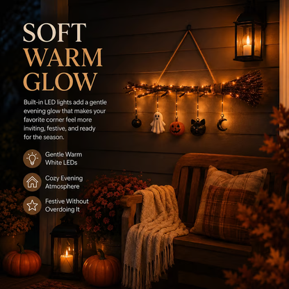 LAST DAY 70% OFF - Lighted Fall Broom Wall Hanging