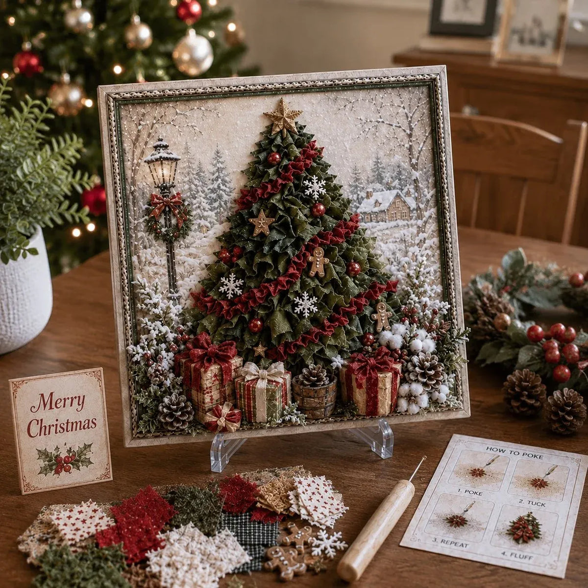 Premium 3D Christmas Fabric Poke Art Kit