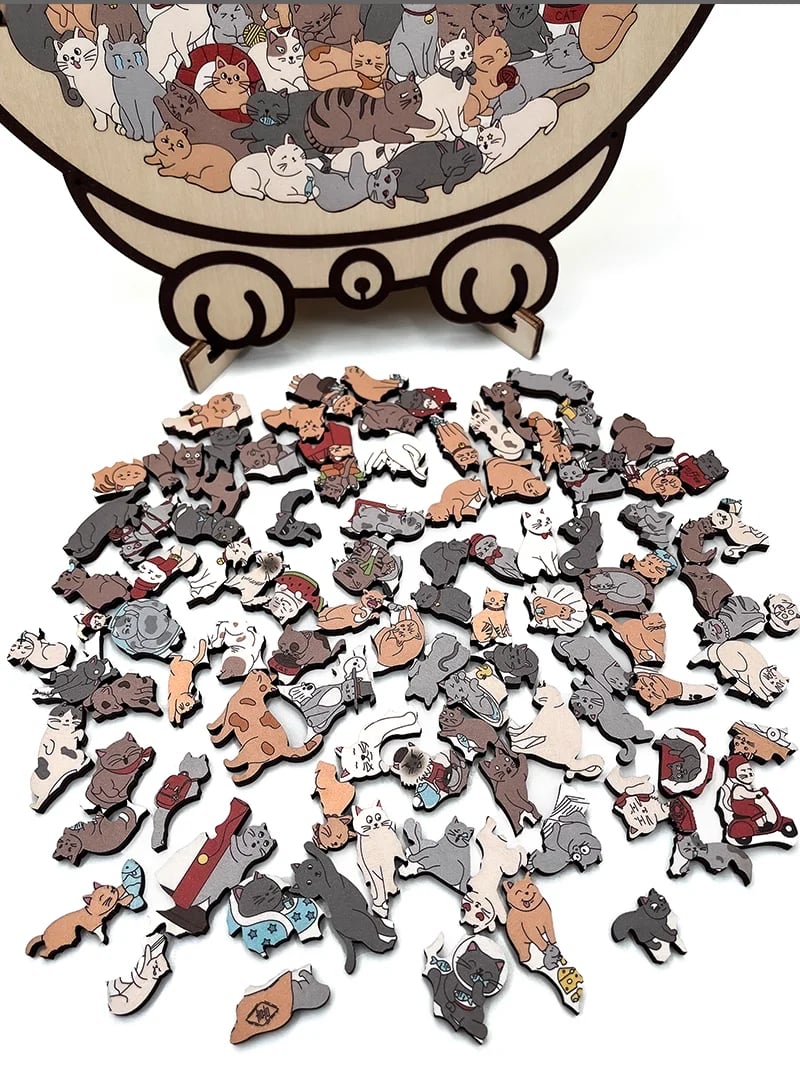 LAST DAY 50% OFF - Cute Cat and Dog Puzzle – A Wooden Work of Art You Can Build
