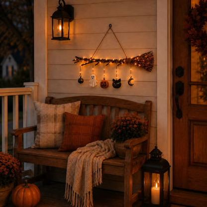 LAST DAY 70% OFF - Lighted Fall Broom Wall Hanging