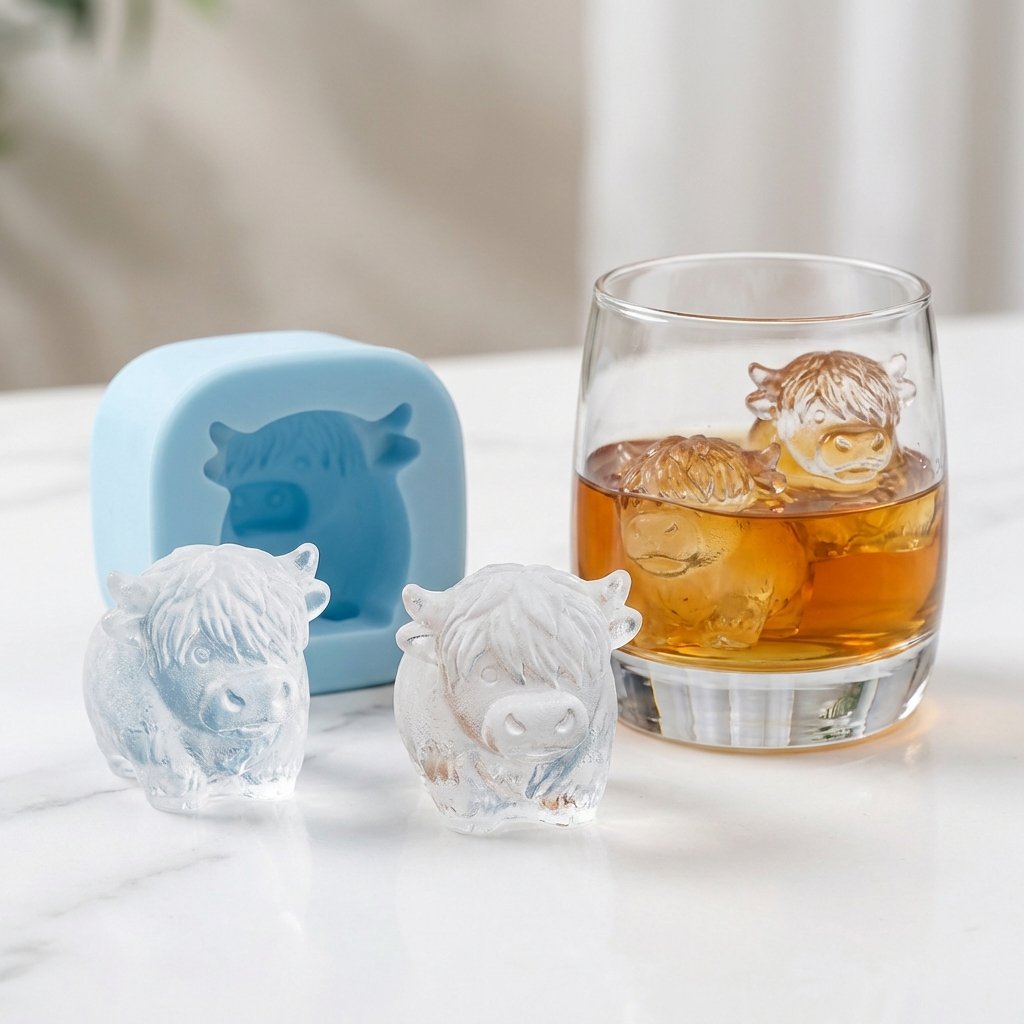 Mini Highland Cow/Rabbit Ice Cube Mold – Cute 3D Ice for Drinks, Parties & Gifts