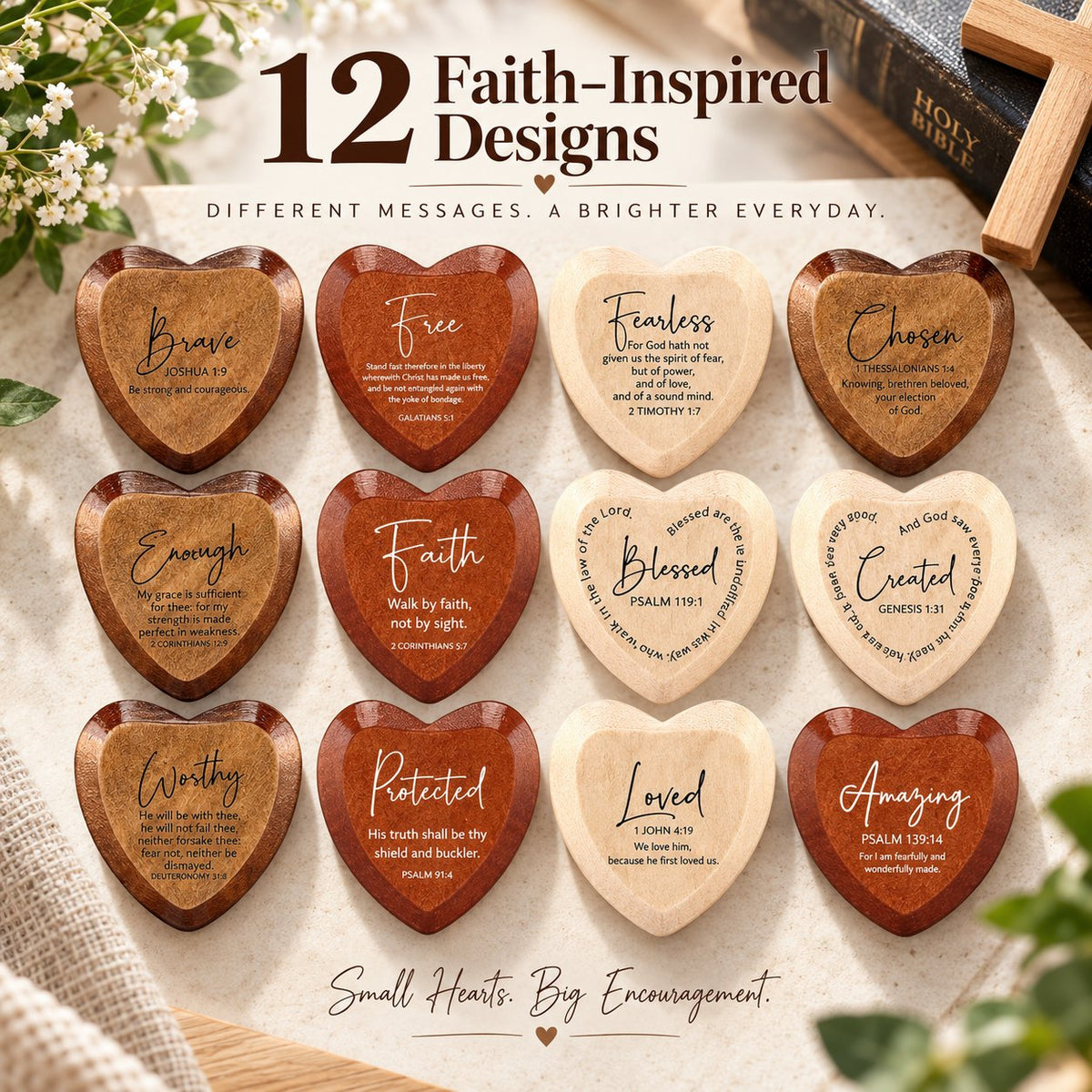 LAST DAY 49% OFF - Christian Pocket Hearts Gift Set – 12 Faith-Filled Keepsakes of Love & Encouragement