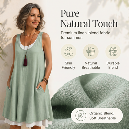 Last Day Sale 50% OffWomen's Casual Loose Sleeveless Fake Two Piece Tank Dress