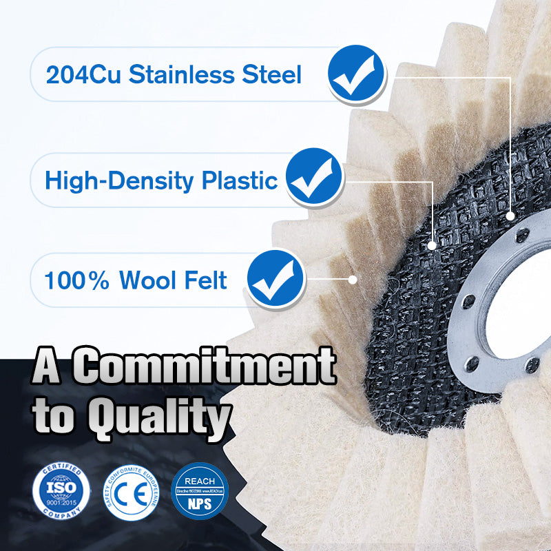 BUY 2 GET 3 FREE Heavy-Duty Wool Felt Polishing Disc – Mirror-Like Finish Made Easy