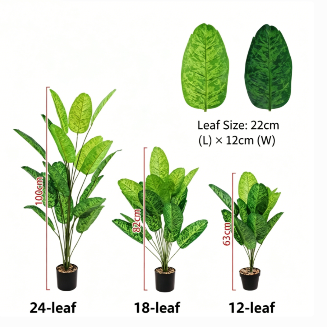 Last Day 75% OFF Artificial Monstera & Banana Leaf Plant Pot– Lush Tropical Decor