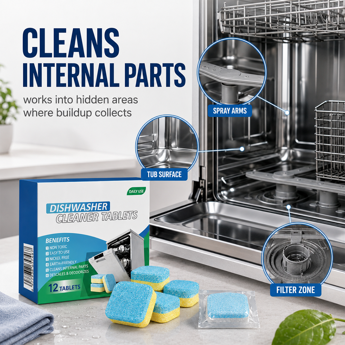 Dishwasher Cleaner Tablets 12-Pack