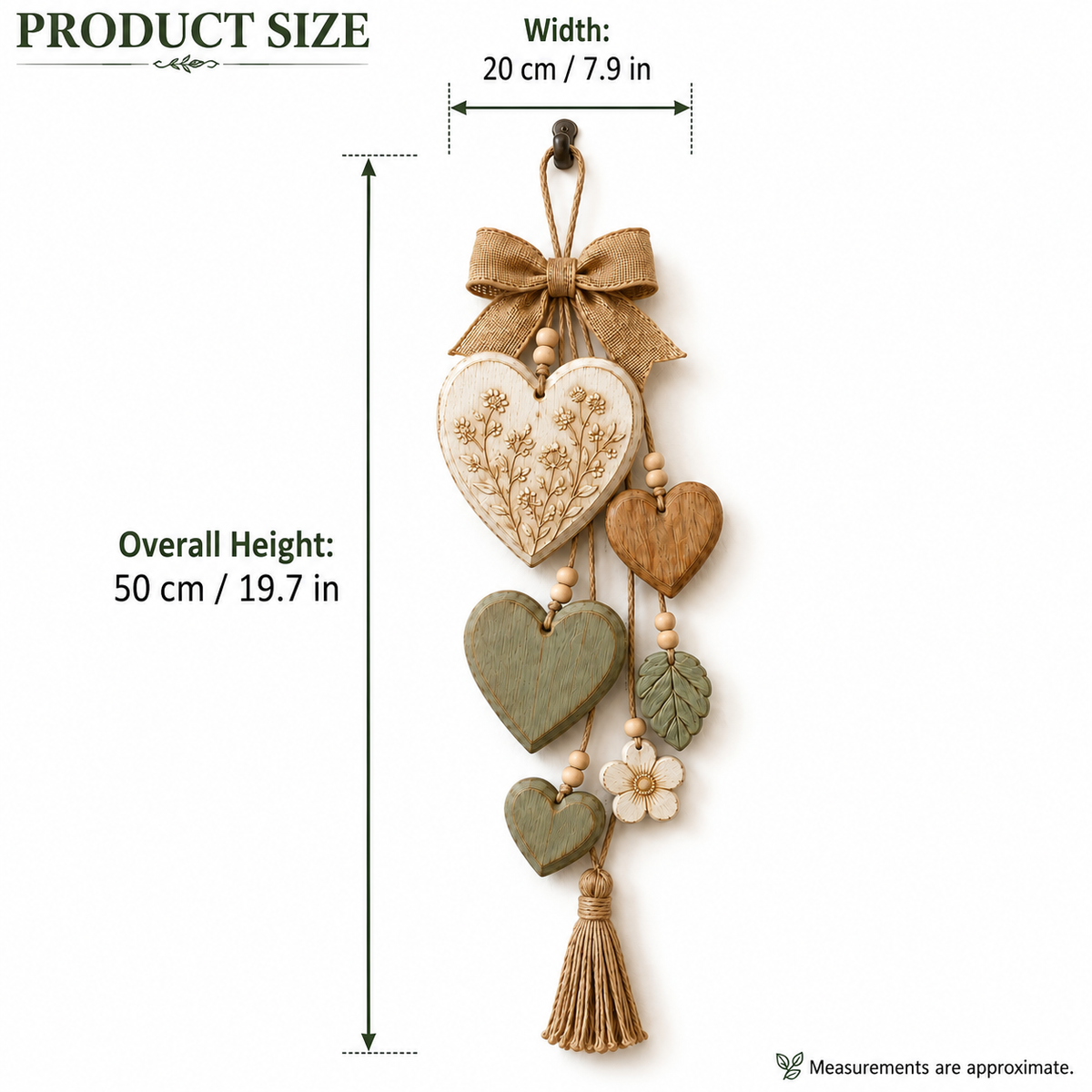 Rustic Heart & Wildflower Wall Hanging – Solid Wood Farmhouse Décor