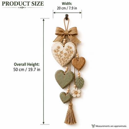 Rustic Heart & Wildflower Wall Hanging – Solid Wood Farmhouse Décor