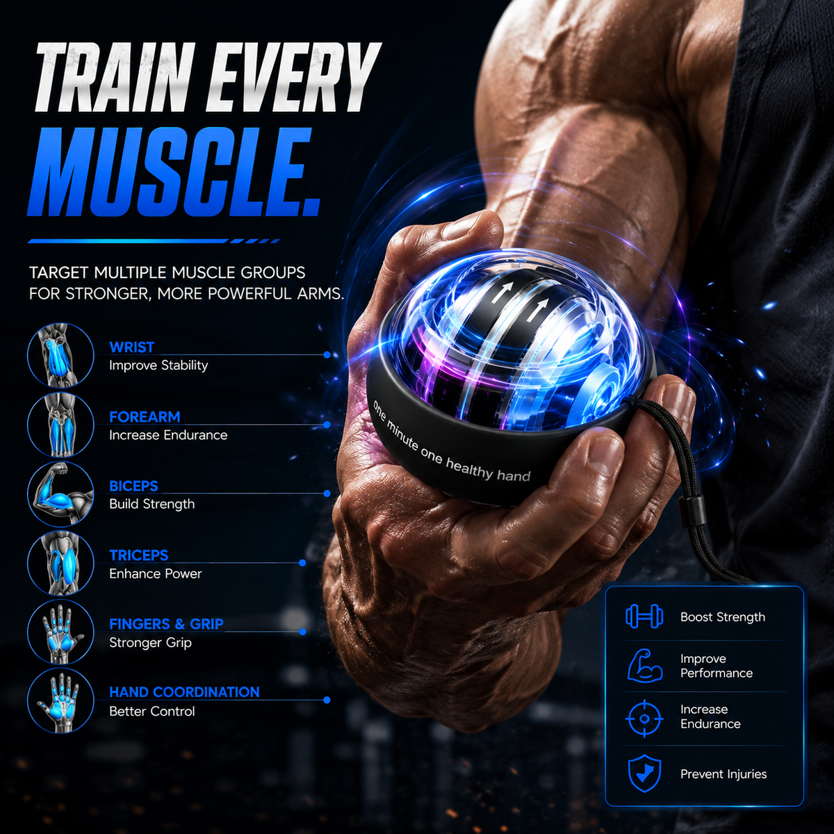 Auto-Start Gyro Ball – Build Grip Strength, Forearm Power & Wrist Endurance Anywhere