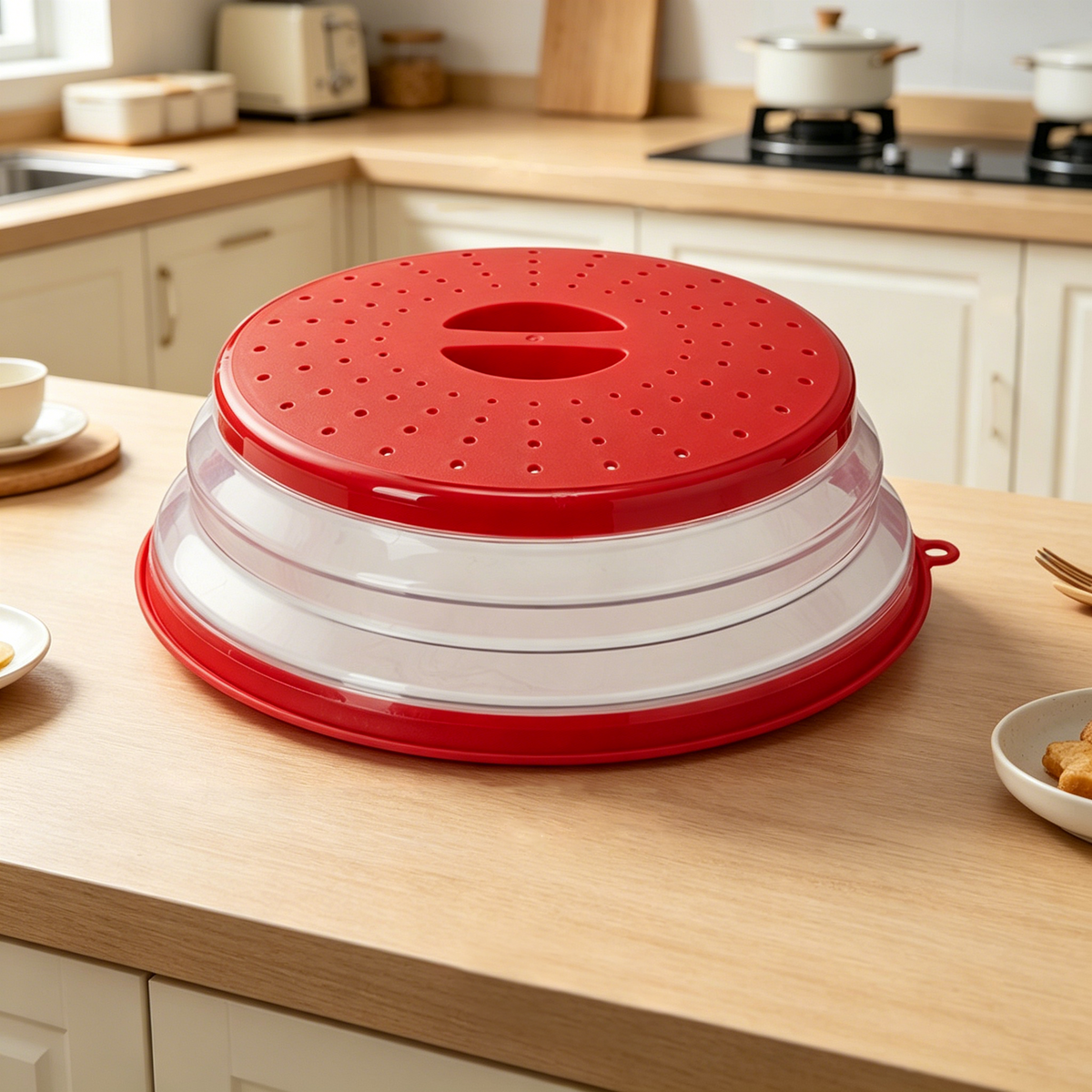 Multifunctional Collapsible Silicone Food Cover — Oil-Resistant & Splash-Proof