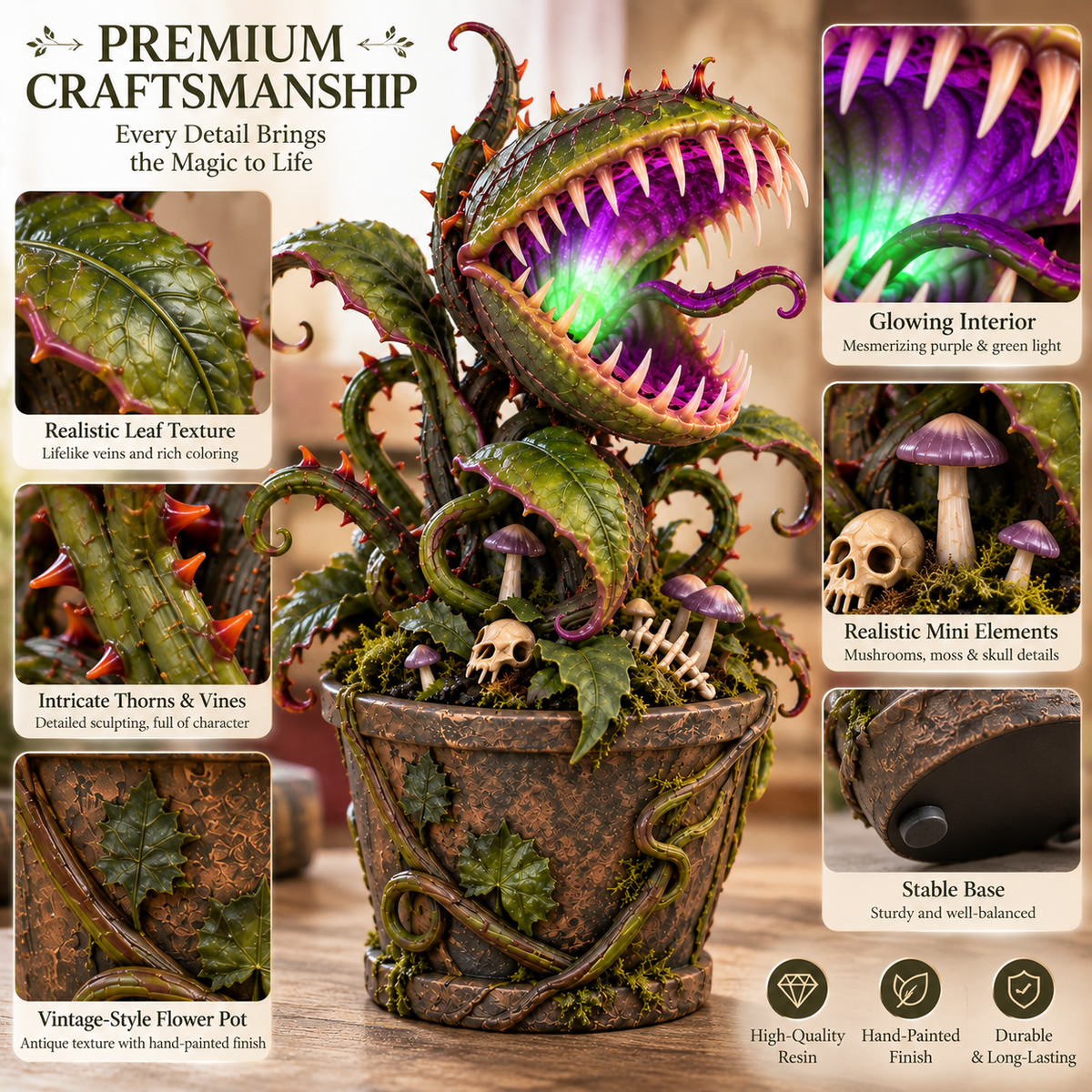 Limited Stock 50% OFF: Enchanted Carnivorous Plant Lamp Fantasy Glowing Resin Decor