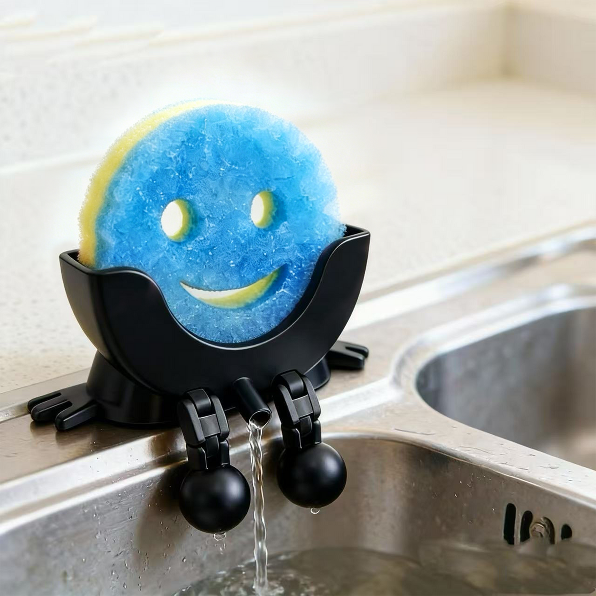Smiley face sponge drainer - Keeps Your Sink Clean & Dry