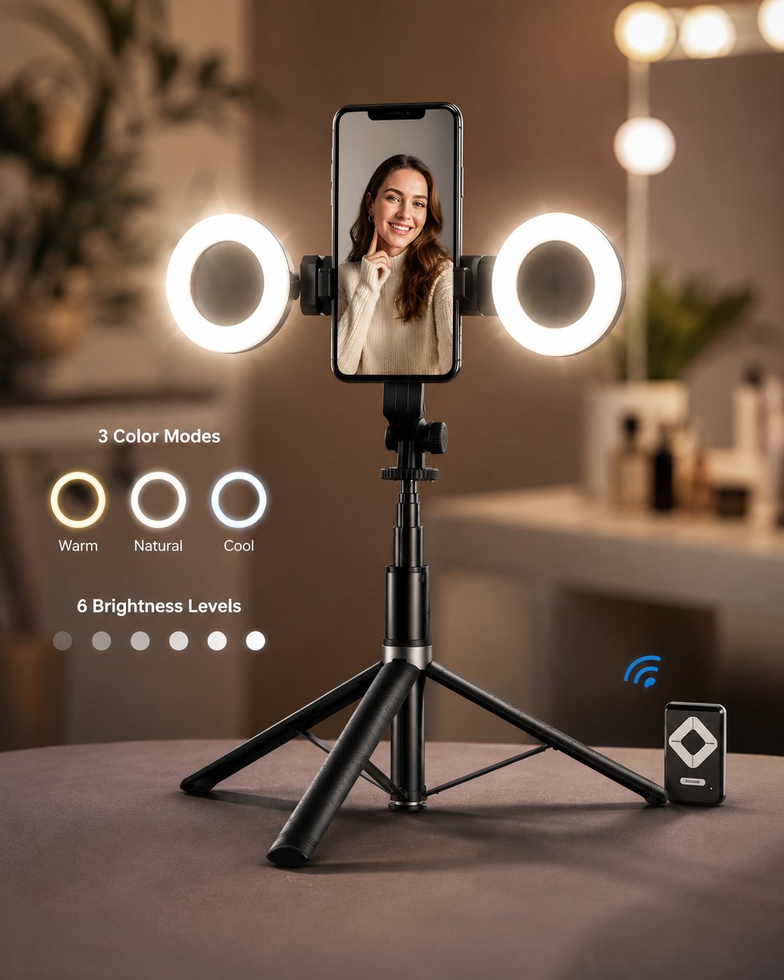 48% Off6-in-1 Wireless Selfie Stick with Dual Fill Lights