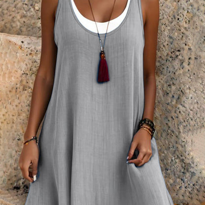 Last Day Sale 50% OffWomen's Casual Loose Sleeveless Fake Two Piece Tank Dress