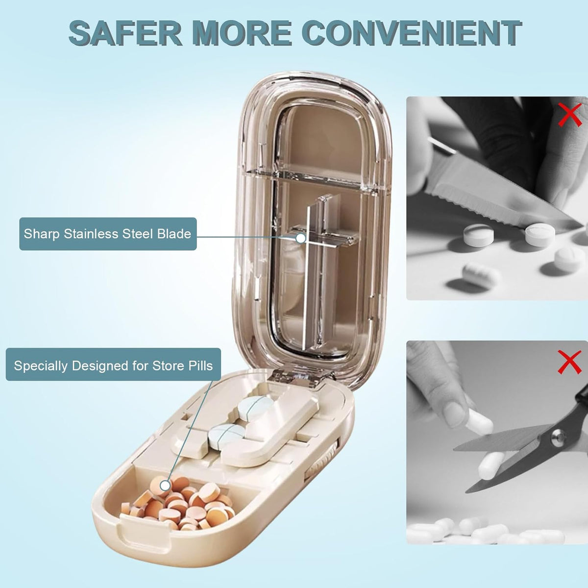 Portable Pill Cutter and Splitter for Multiple Pills