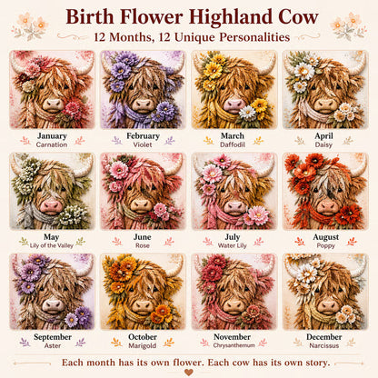 Birth Flower Highland Cow 3D Layered Fabric Art DIY Kit (Beginner-friendly) Buy 2 Free Shipping