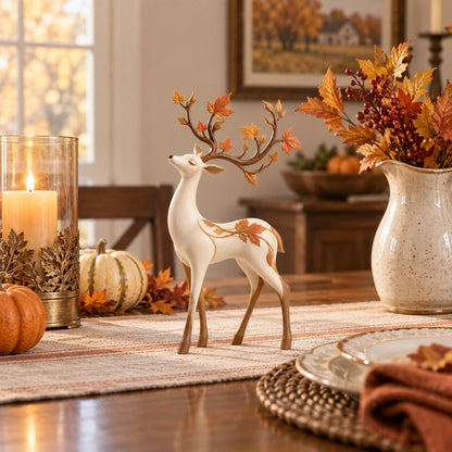 Autumn Leaf Antler Deer Figurine