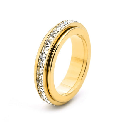 Rotating Crystal Ring, Relieves Anxiety, Symbolizes Vows & Luck, Waterproof & Fade-Resistant