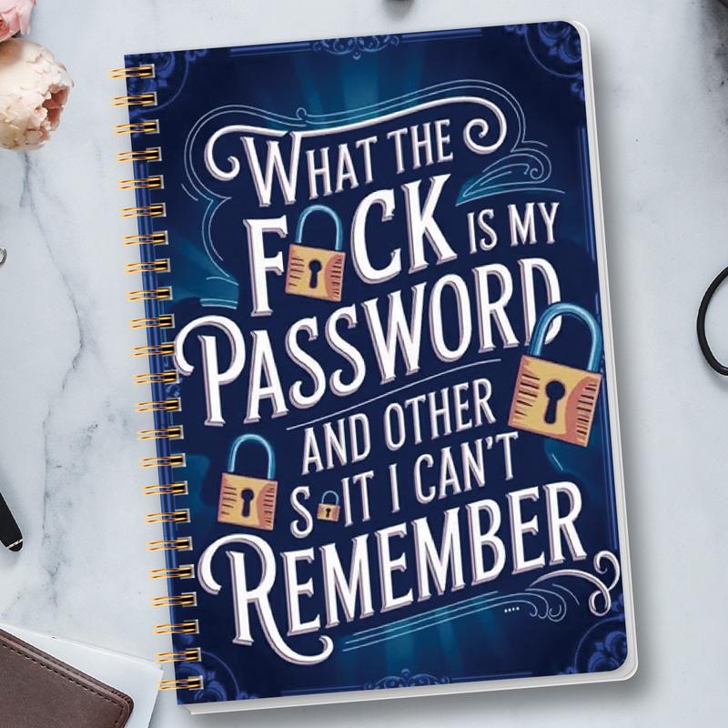 Funny Password Notebook - Spiral Bound with Lock Icons