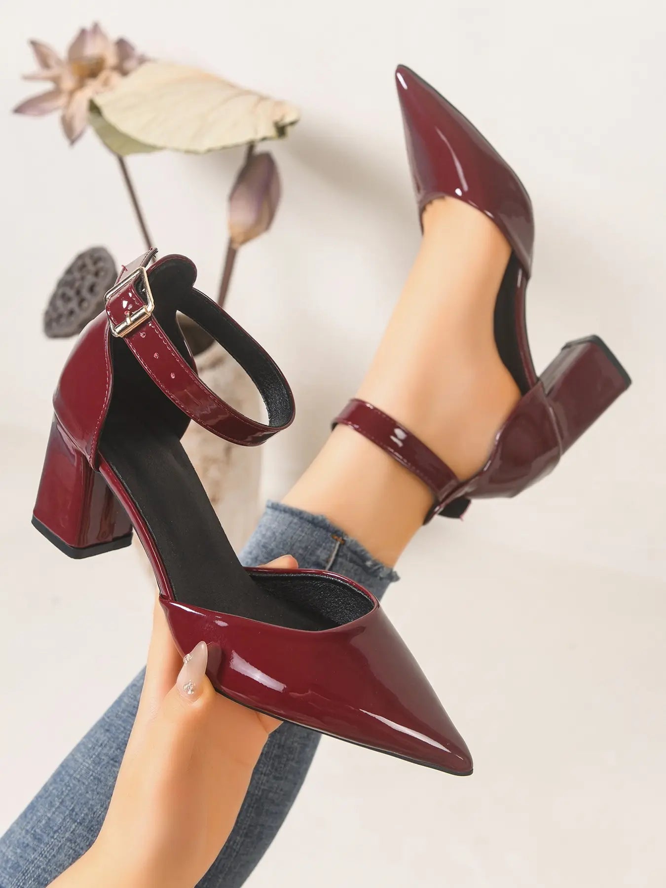 Women's Faux Leather Sandals – Pointed Toe, High Heel