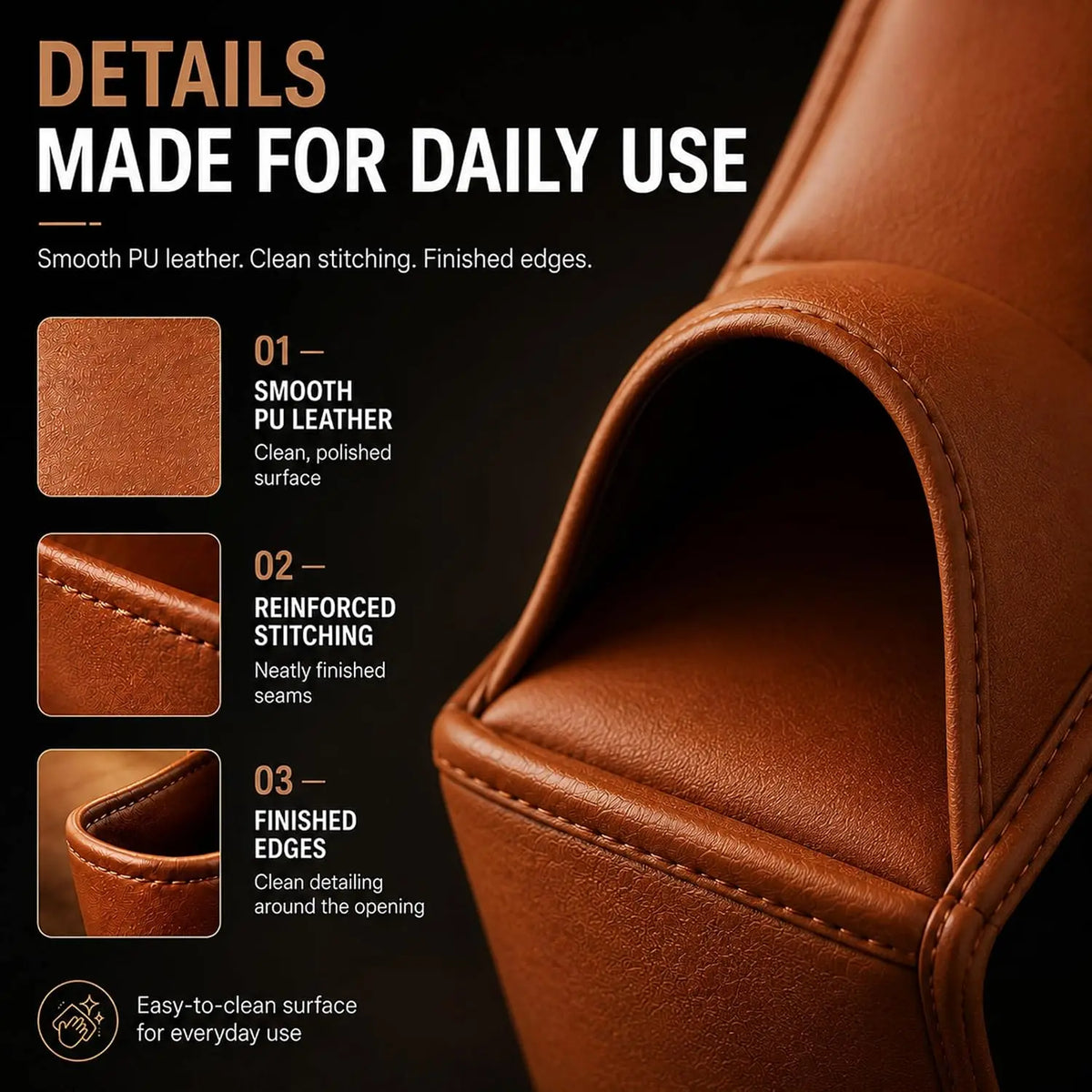 Leather Car Door Storage Pocket - Double‑Layer Compartments