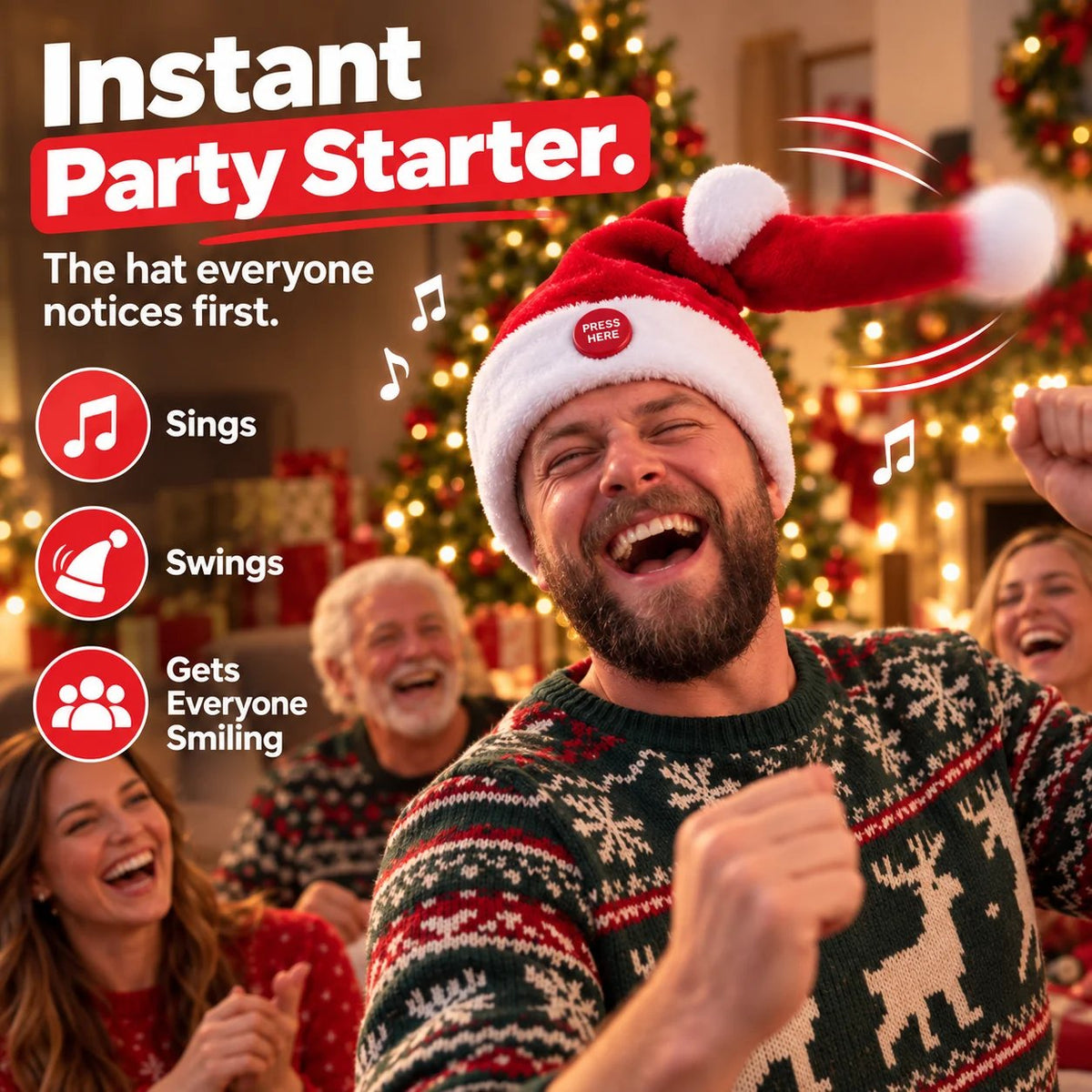 Singing & Dancing Santa Hat — Animated Christmas Party Hat(Buy 2 Free Shipping)