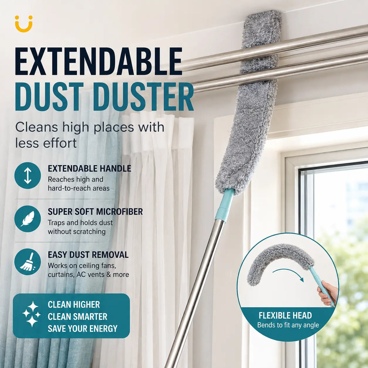Replacement Gap Duster for Home Corner Place, Durable Flexible Arbitrary Bending Microfiber Dust Brush