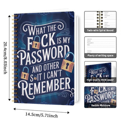 Funny Password Notebook - Spiral Bound with Lock Icons