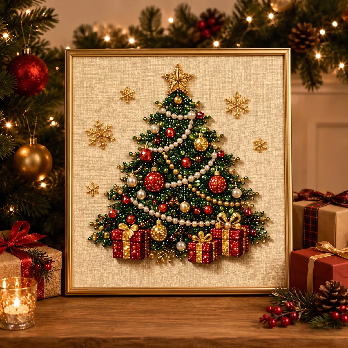 Relaxing & Beginner-Friendly - DIY Christmas Pearl Diamond Painting Art Kit With Frame