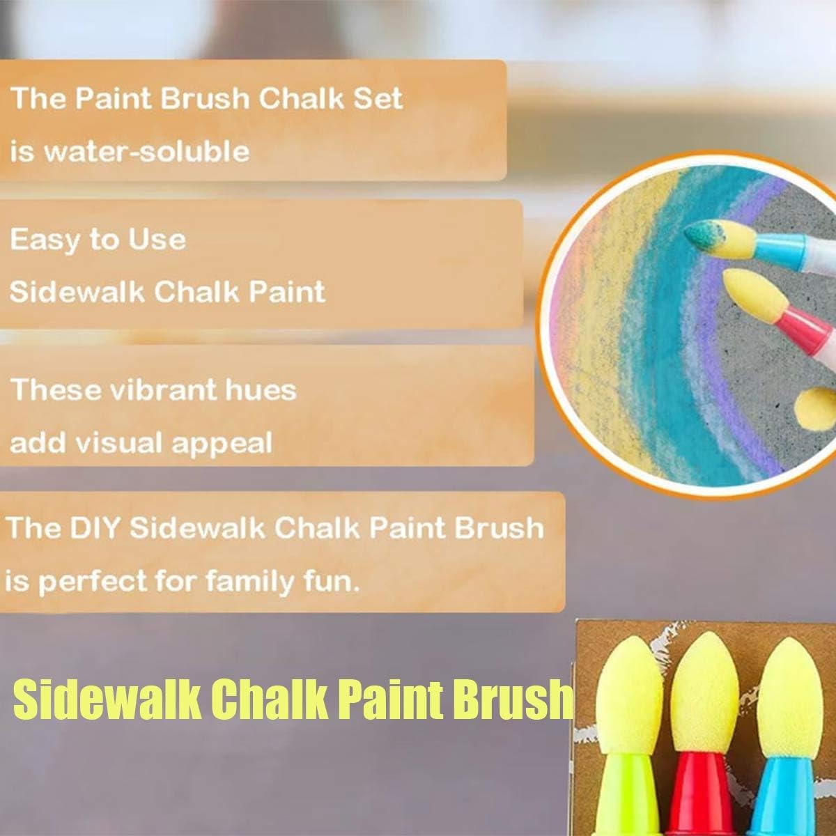 Sidewalk Chalk Paint Brush,Add Water to Brushes to Use,Easy to Use,Washable