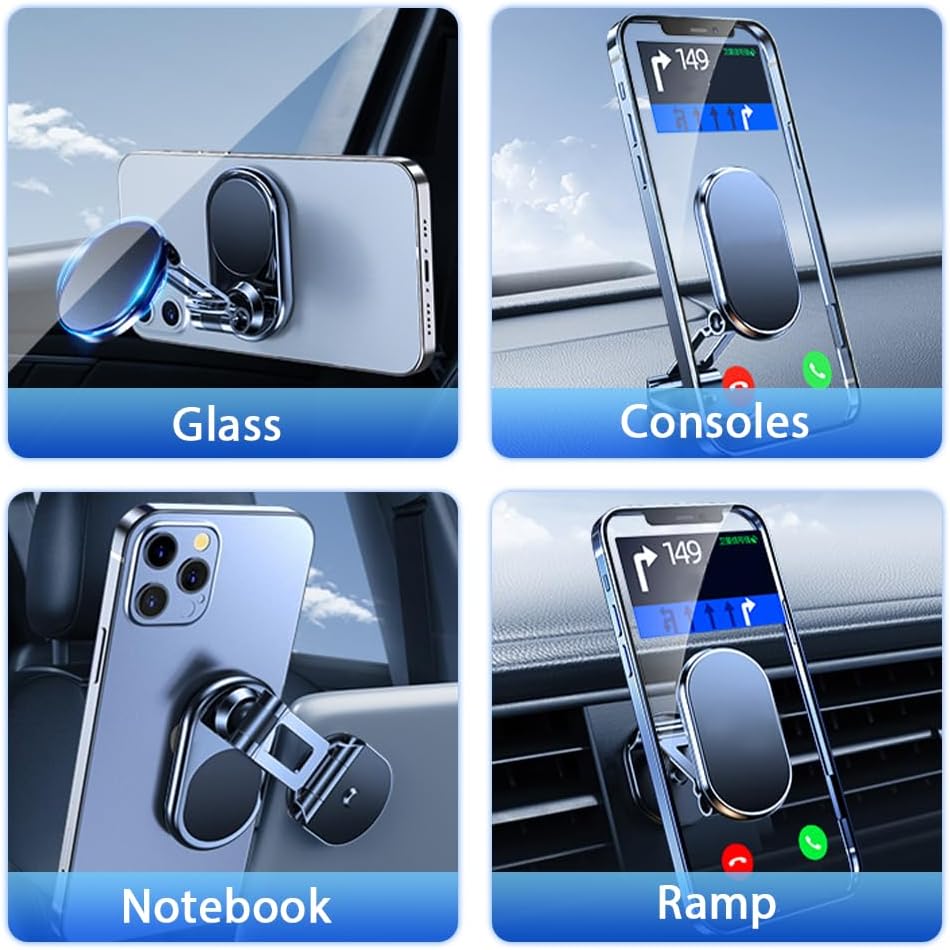 Foldable 360° Rotatable Metal Magnetic Car Phone Holder