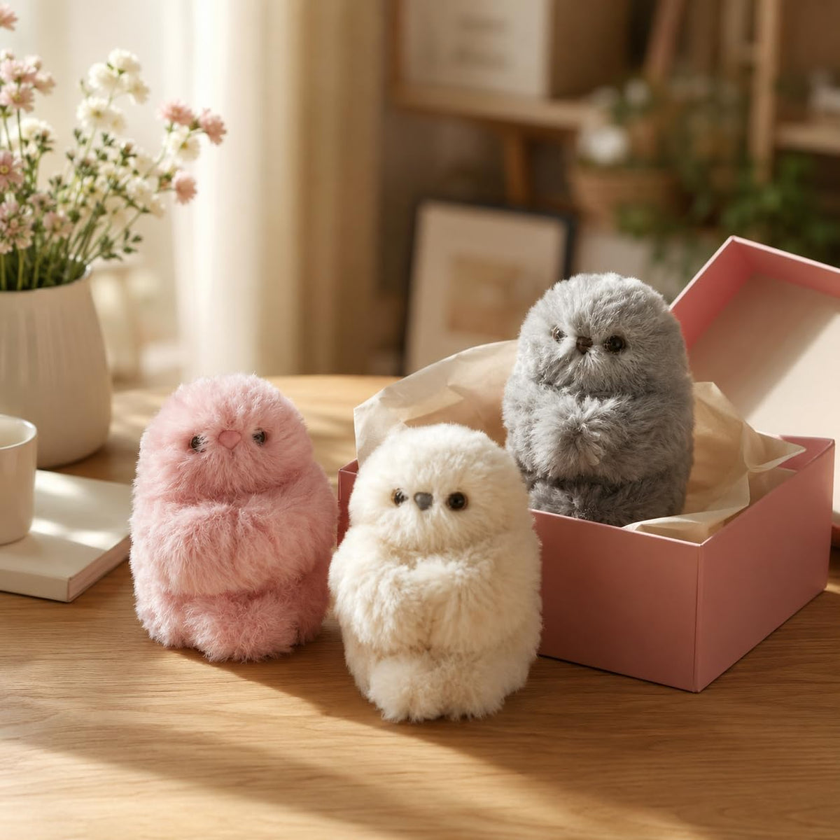 Cute AI shy Emotional companionship robot doll bag charm plush toy-It can sing, turn its head, and learn to speak