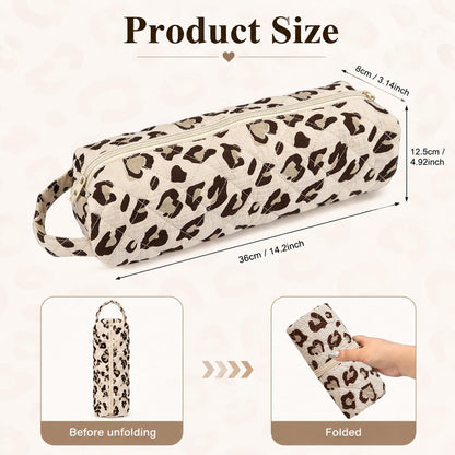 Quilted Multi‑Purpose Storage Bag, Portable Zipper Cosmetic Makeup Pouch with Handle