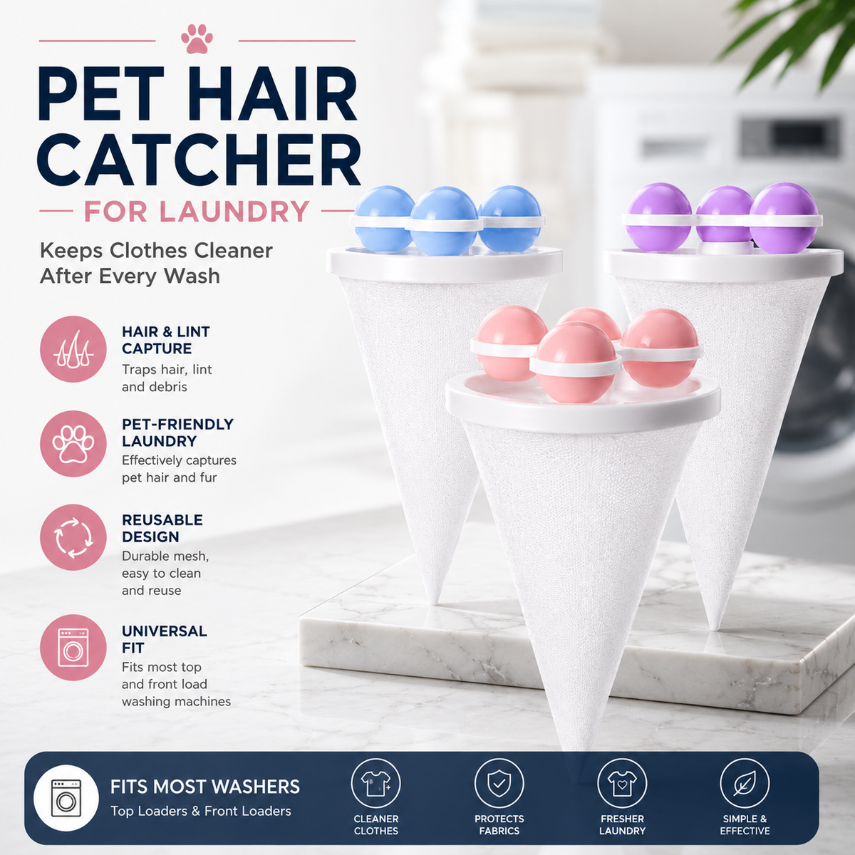 Flash Sale: 50% OFF – Pet Hair & Lint Catcher – Reusable Floating Filter Bag