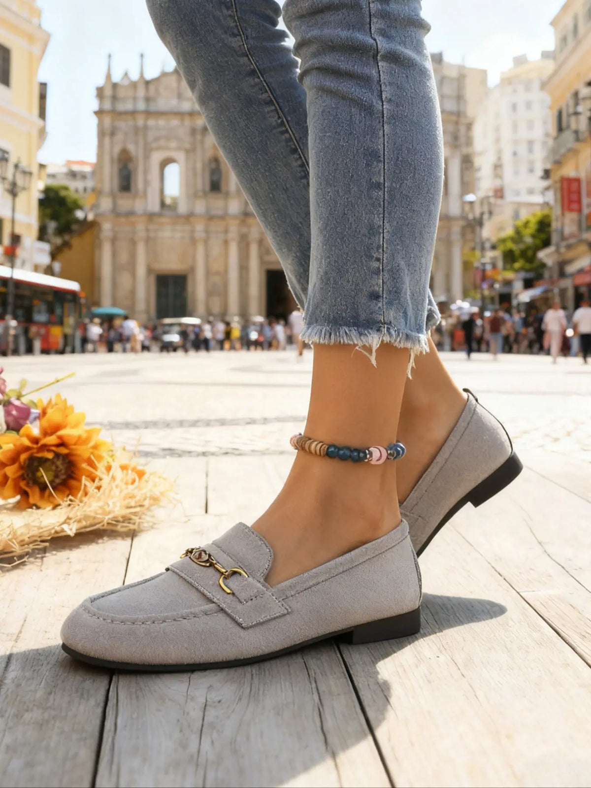 Women's Faux Leather Mary Jane Flats – Square Toe