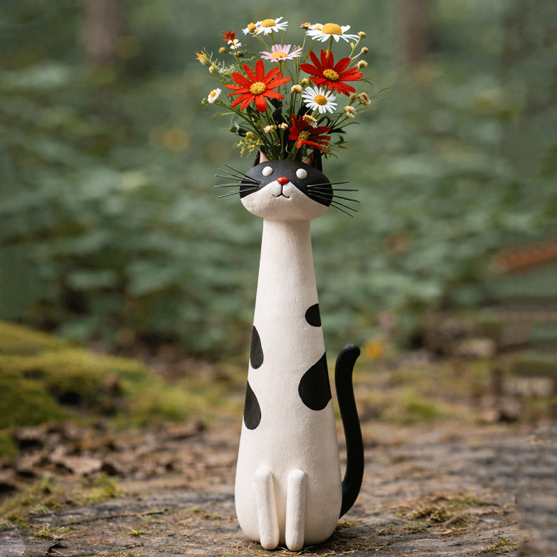 Limited 50%! Quirky Handmade Cat‑Shaped Resin Vase